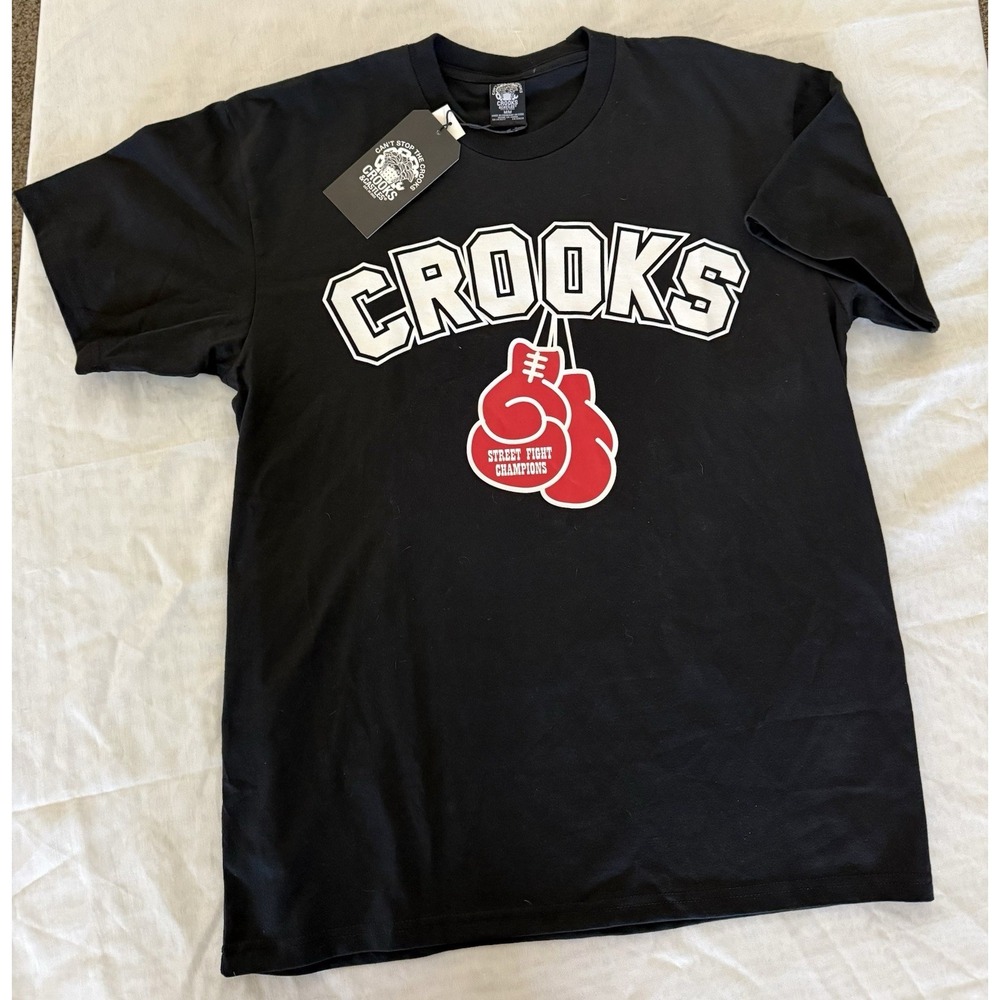 Crooks & Castles T-Shirt Sz M Worldwide Troublemakers Boxing St Champs Tee. A6